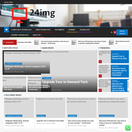 A detailed screenshot showcasing the homepage of 24img.com, highlighting its main features and design elements.