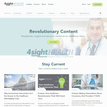 A detailed screenshot showcasing the homepage of 4sighthealth.com, highlighting its main features and design elements.