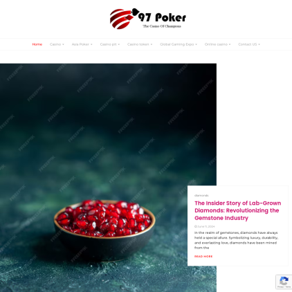 A detailed screenshot showcasing the homepage of 97-poker.com, highlighting its main features and design elements.