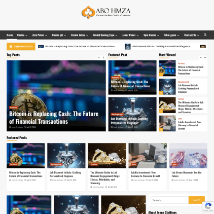 A detailed screenshot showcasing the homepage of abohmza.com, highlighting its main features and design elements.