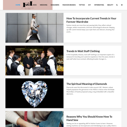 A detailed screenshot showcasing the homepage of allforfashiondesign.com, highlighting its main features and design elements.