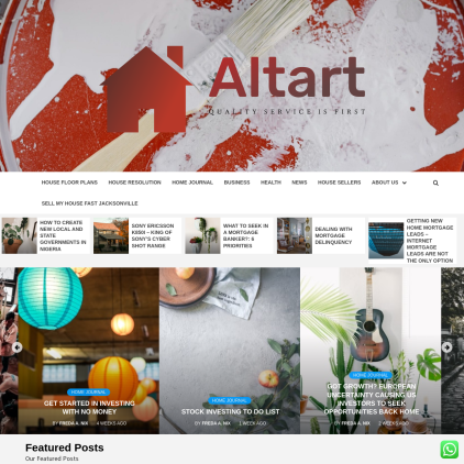 A detailed screenshot showcasing the homepage of altart.us, highlighting its main features and design elements.