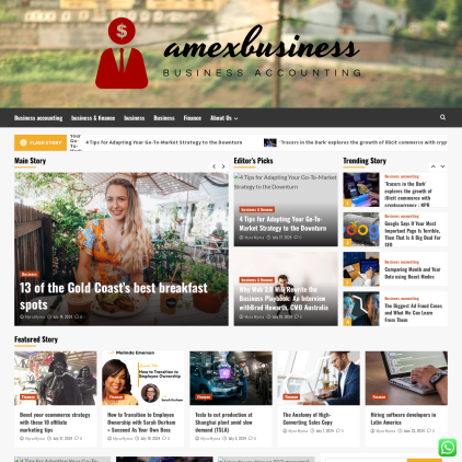 A detailed screenshot showcasing the homepage of amexbusiness.xyz, highlighting its main features and design elements.