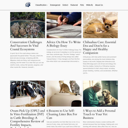 A detailed screenshot showcasing the homepage of animalstime.com, highlighting its main features and design elements.