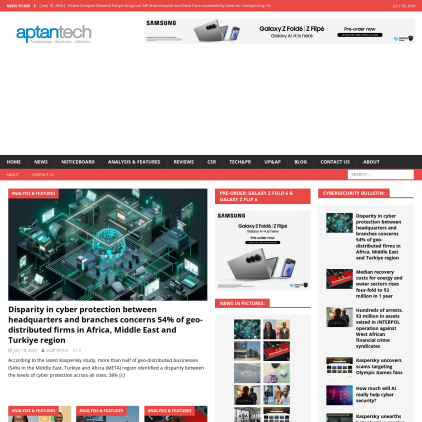 A detailed screenshot showcasing the homepage of aptantech.com, highlighting its main features and design elements.