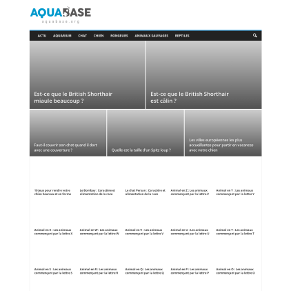 A detailed screenshot showcasing the homepage of aquabase.org, highlighting its main features and design elements.