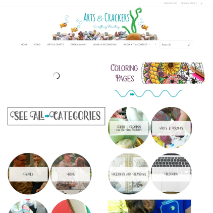 A detailed screenshot showcasing the homepage of artscrackers.com, highlighting its main features and design elements.