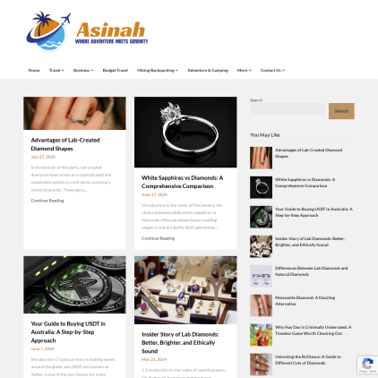 A detailed screenshot showcasing the homepage of asinah.net, highlighting its main features and design elements.