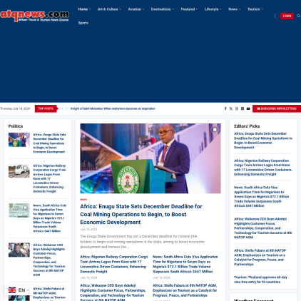 A detailed screenshot showcasing the homepage of atqnews.com, highlighting its main features and design elements.