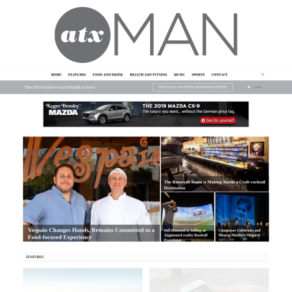 A detailed screenshot showcasing the homepage of atxman.com, highlighting its main features and design elements.