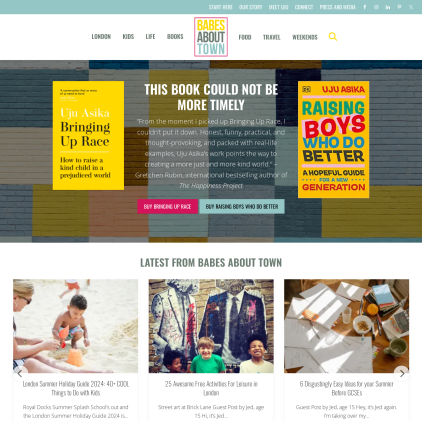 A detailed screenshot showcasing the homepage of babesabouttown.com, highlighting its main features and design elements.