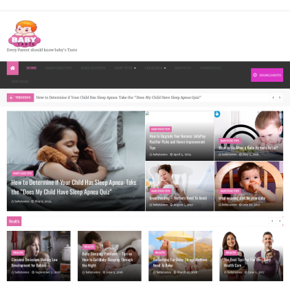 A detailed screenshot showcasing the homepage of babytastes.com.au, highlighting its main features and design elements.