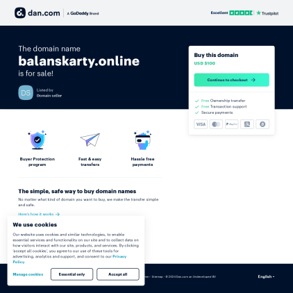 A detailed screenshot showcasing the homepage of balanskarty.online, highlighting its main features and design elements.