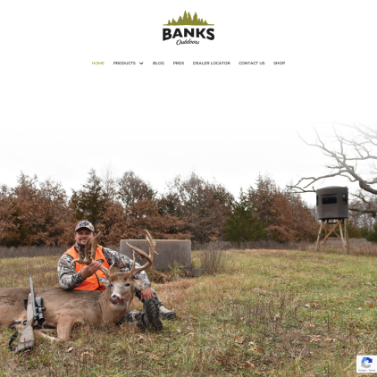 A detailed screenshot showcasing the homepage of banksoutdoors.com, highlighting its main features and design elements.