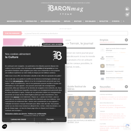 A detailed screenshot showcasing the homepage of baronmag.com, highlighting its main features and design elements.