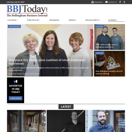 A detailed screenshot showcasing the homepage of bbjtoday.com, highlighting its main features and design elements.