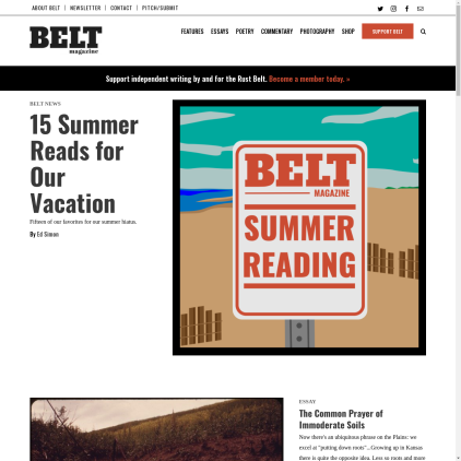 A detailed screenshot showcasing the homepage of beltmag.com, highlighting its main features and design elements.