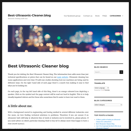 A detailed screenshot showcasing the homepage of best-ultrasonic-cleaner.blog, highlighting its main features and design elements.