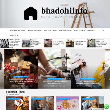 A detailed screenshot showcasing the homepage of bhadohiinfo.com, highlighting its main features and design elements.