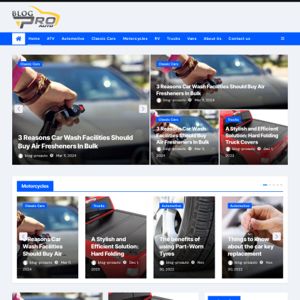 A detailed screenshot showcasing the homepage of blog-proauto.com, highlighting its main features and design elements.