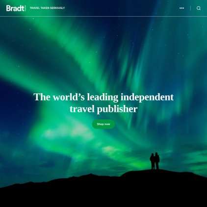 A detailed screenshot showcasing the homepage of bradtguides.com, highlighting its main features and design elements.