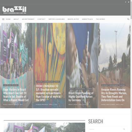 A detailed screenshot showcasing the homepage of brazzil.com, highlighting its main features and design elements.