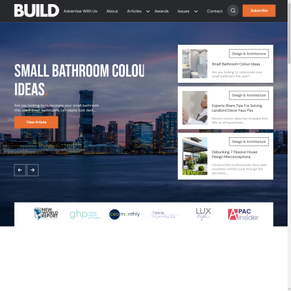 A detailed screenshot showcasing the homepage of build-review.com, highlighting its main features and design elements.