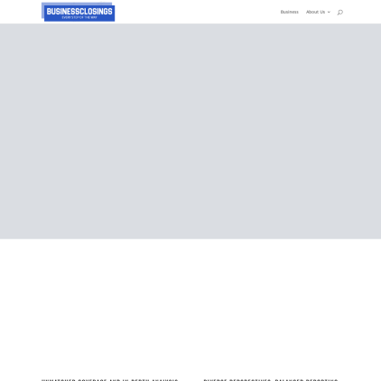 A detailed screenshot showcasing the homepage of businessclosings.xyz, highlighting its main features and design elements.