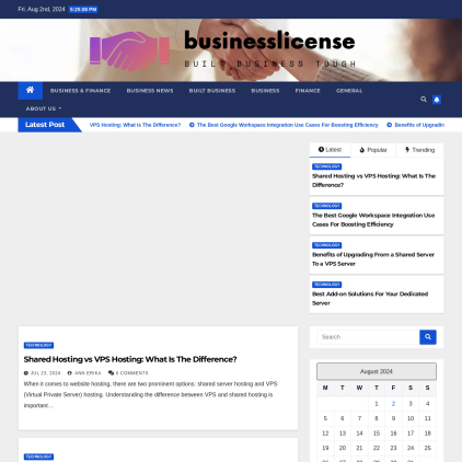 A detailed screenshot showcasing the homepage of businesslicense.xyz, highlighting its main features and design elements.