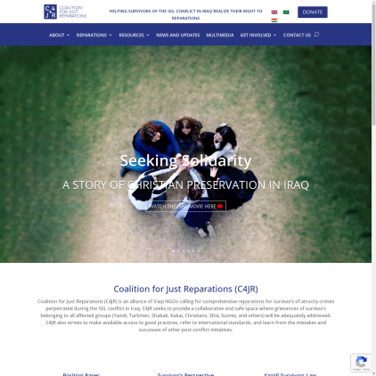 A detailed screenshot showcasing the homepage of c4jr.org, highlighting its main features and design elements.