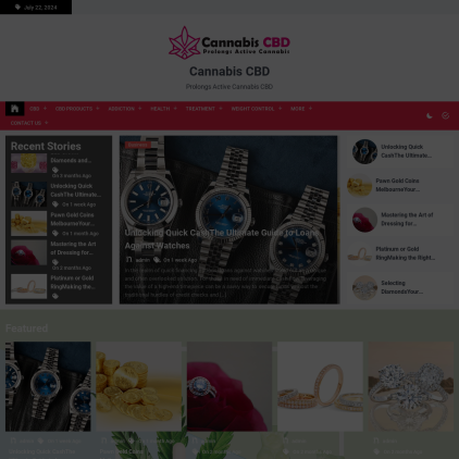 A detailed screenshot showcasing the homepage of cannabiscbd.xyz, highlighting its main features and design elements.