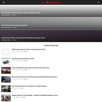 A detailed screenshot showcasing the homepage of carobsession.co.uk, highlighting its main features and design elements.