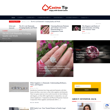 A detailed screenshot showcasing the homepage of casinotip.ca, highlighting its main features and design elements.