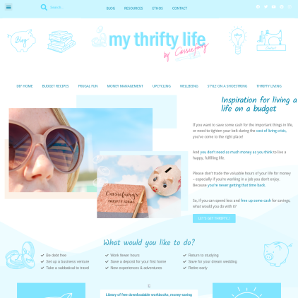 A detailed screenshot showcasing the homepage of cassiefairy.com, highlighting its main features and design elements.