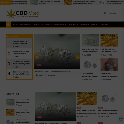 A detailed screenshot showcasing the homepage of cbdmad.com, highlighting its main features and design elements.