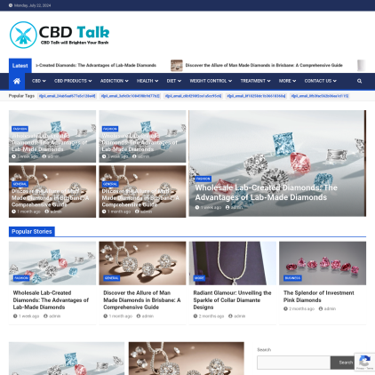 A detailed screenshot showcasing the homepage of cbdtalk.co.uk, highlighting its main features and design elements.