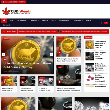 A detailed screenshot showcasing the homepage of cbdweeds.co.uk, highlighting its main features and design elements.