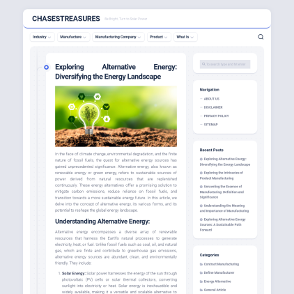 A detailed screenshot showcasing the homepage of chasestreasures.com, highlighting its main features and design elements.