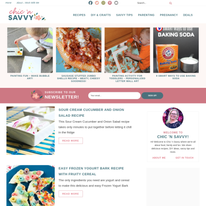 A detailed screenshot showcasing the homepage of chicnsavvyreviews.net, highlighting its main features and design elements.