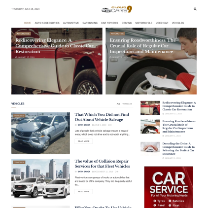 A detailed screenshot showcasing the homepage of cloud9cars.co.uk, highlighting its main features and design elements.