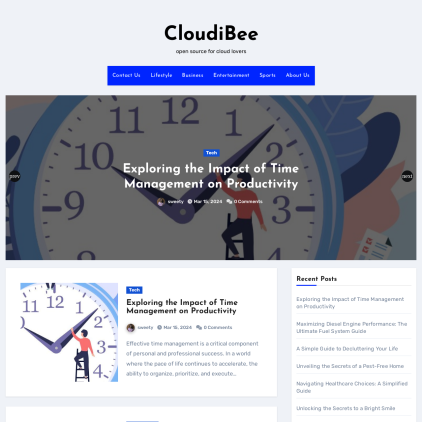 A detailed screenshot showcasing the homepage of cloudibee.com, highlighting its main features and design elements.