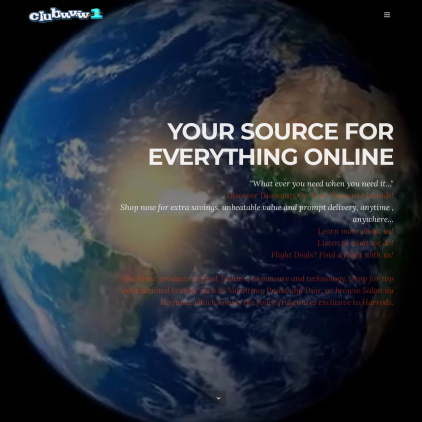 A detailed screenshot showcasing the homepage of clubwww1.com, highlighting its main features and design elements.