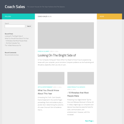 A detailed screenshot showcasing the homepage of coachsales.us, highlighting its main features and design elements.