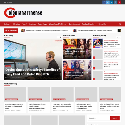 A detailed screenshot showcasing the homepage of colonianarinense.com, highlighting its main features and design elements.