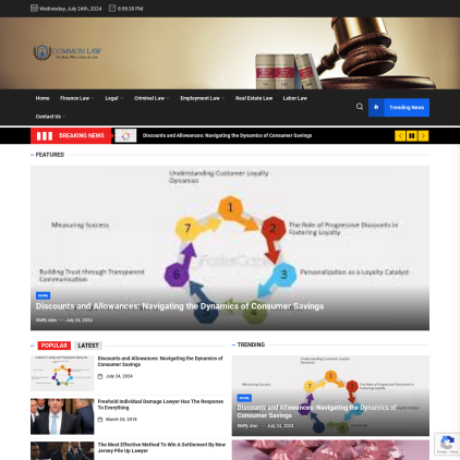 A detailed screenshot showcasing the homepage of commonlawblog.com, highlighting its main features and design elements.