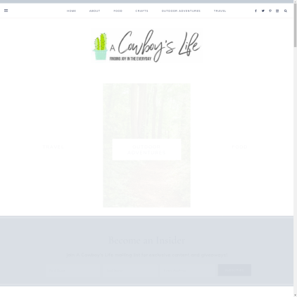 A detailed screenshot showcasing the homepage of cowboyslifeblog.com, highlighting its main features and design elements.