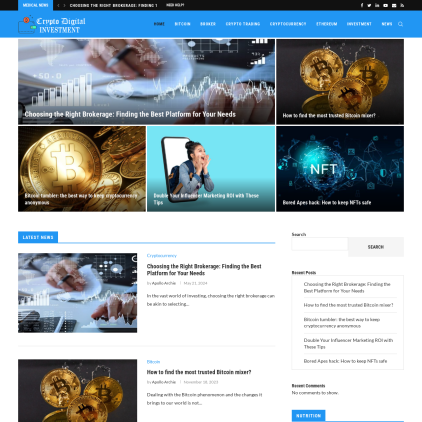 A detailed screenshot showcasing the homepage of cryptodigitalinvestment.com, highlighting its main features and design elements.