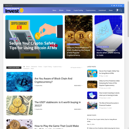 A detailed screenshot showcasing the homepage of cryptosecuredinvest.com, highlighting its main features and design elements.