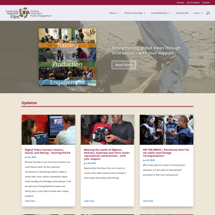 A detailed screenshot showcasing the homepage of csfilm.org, highlighting its main features and design elements.