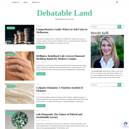 A detailed screenshot showcasing the homepage of debatableland.com, highlighting its main features and design elements.